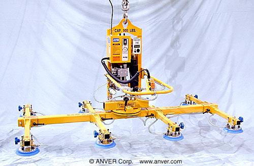ANVER Eight Pad Electric Lifter with Powered Tilt and Manual Rotation for Lifting & Tilting Glass Panels 9 ft x 5 ft (2.7 m x 1.5 m) up to 500 lb (227 kg)